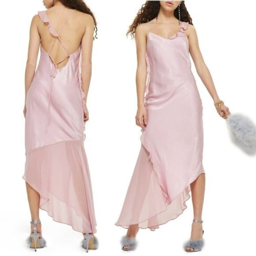Topshop Asymmetrical Midi Dress  - Ballet Slipper